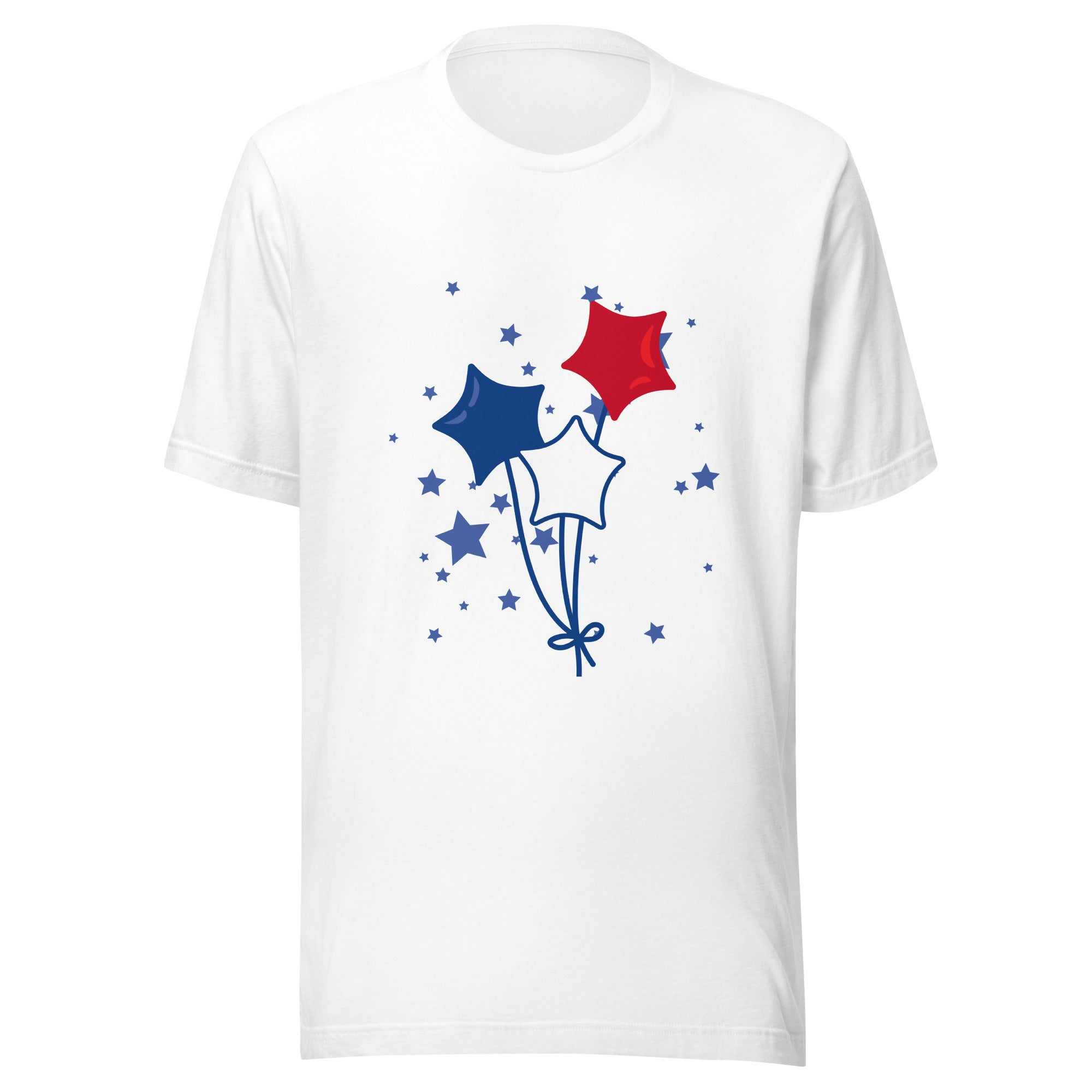 RED WHITE BLUE STAR BALLOONS Unisex t-shirt (Made in USA)